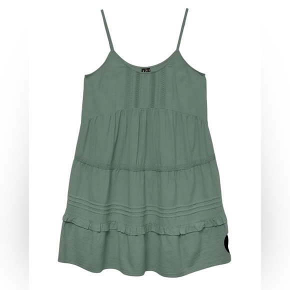 Vero Moda VMPRETTY 100% Cotton Mini Dress Hedge Green with Spaghetti Straps XL - Picture 11 of 11
